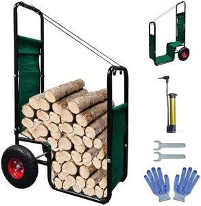Firewood Cart with Wheels Heavy Duty Indoor Outdoor Firewood Cart Easy Assembly Large Firewood Log Cart