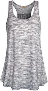 Cestyle Workout Tank Tops for Women, Juniors Summer Sleeveless Activewear Trapeze Seamless Skinny Racerback Tanks Grey Marble X-Large