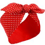 Costume Headband White Polka Dot Bandana Headband Wire Headband Halloween Dress up Retro Hairband Headwrap Hair Accessories for Women(Small Dots,Red)