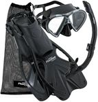 Phantom Aquatics Phantom Aquatics Adult Speed Sport Mask Fin Snorkel Set, Black, S/M, US 6-8