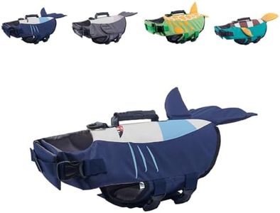ONIRRI Dog Life Jacket, Dog Swimming Vest with Rescue Handle, Adjustable Small Medium Large Dog Lifejacket, Dog Lifesaver Vests with High Flotation for Swimming Pool Beach Boating (Medium, Shark)