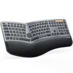 ProtoArc Backlit Wireless Ergonomic Keyboard, EK01 Plus Full Size Ergo Split Keyboard with Wrist Rest, USB-C Charging, Bluetooth and USB, Natural Typing Compatible with Windows/Mac/Android