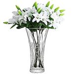 Glass Vase, Clear Flower Vase 30cm Tall Crystal Vase Large Big Vases for Flowers Decoration Floral Arrangement