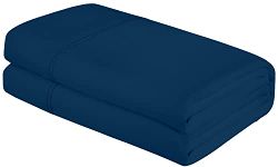 Royale Linens King Size Flat Sheet Only - Brushed 1800 Microfiber - Ultra Soft & Breathable - Wrinkle & Stain Resistant - Hotel Quality Flat Sheet Sold Separately - Top Sheet for Bed - (King, Navy)