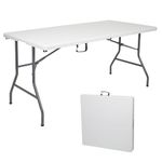 Stansport Camping Table, White, 59.8" L x 29.1" W x 29.1" H