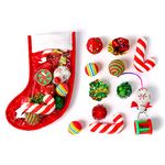 Highland Farms Select Christmas Stocking Cat Gifts Set - Cat Toy Filled - Kitty Festive Stocking Variety Pack Toy - 12 Packs