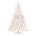 Christmas Tree World | 8ft Artificial Pre-lit Bianca Pine | Bushy and Luxury Quality PVC Tips | Easy to Assemble and Take Down | 142cm Diameter