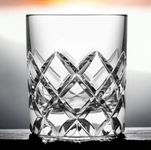 Jinelza Glass Old Fashioned Checx Pettrn Whiskey Glasses Set of 6-230ml, Transparent Heavy Base Rocks Glass for Scotch, Dining Table, Water, Juice Glass, Milk,Cold Drink,Mixed Drinks