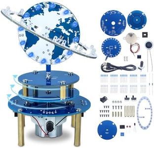 PEMENOL Soldering Practice Project Kit, DIY Globe Planetary Motion Kit DIY Rotating Universe Model Music Switch Brightness Adjustable for Father's Learning University Gift