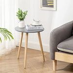 Dream Arts Shoppee Wooden Foldable Round Shaped Tea Coffee Breakfast Side Table (Grey)