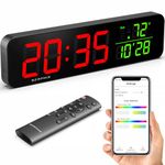 15.2" Gym Timer, App & Remote Control, Customize LED Color, Voice Countdown Prompt, Tabata, EMOM, AMRAP, Countdown, Stopwatch, Large Digital Wall Clock for Home Gym