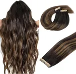 DOORES Hair Extensions Real Human Hair, Dark Brown to Chestnut Brown 10 Inch 60g 40pcs, Tape in Hair Extensions Remy Straight Hair Real Natural Hair for Women