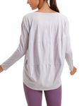 CRZ YOGA Long Sleeve Workout Shirts for Women Loose Fit-Pima Cotton Yoga Shirts Casual Fall Tops Shirts Iced Iris Medium