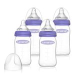 Lansinoh Laboratories Inc. UK Glass Baby Bottle with Naturalwave Slow Flow Teat (4 X 160 Ml) Feeding Reusable