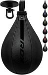 RDX Speed Bag Boxing Ball and Swivel Set, Maya Hide Leather Dodge Striking Mount Kit with Additional Bladder, MMA Muay Thai Punching Workout Kicking Martial Arts Training Home Gym Exercise Speedball