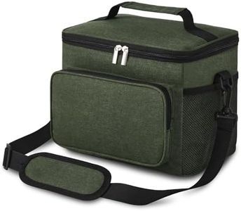 BECOJADDE Lunch Bag for Men and Women, Insulated Lunch Box Soft Cooler with Shoulder Strap for Work Travel Picnic (10L, Green)