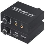 External USB Sound Card, Tendak Stereo Sound Card USB Audio Adapter with 3.5mm Headphone and Microphone Port, Volume Control, Bass Adjustment for PS5, Laptops, Desktops, Windows, Mac, Linux, PC