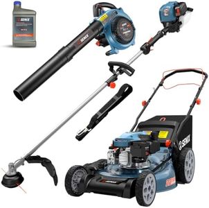 SENIX 22" Self-Propelled Gas Lawn Mower (170cc) +17-Inch 26.5 cc Gas Weed Wacker + 26.5cc Gas Leaf Blower Yard Tool Kit