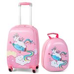 HONEY JOY 2 Pcs Kids Carry On Luggage (Pink Unicorn)