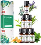 MAYJAM Essential Oils Set 6 x 10 mL, Eucalyptus, Lavender, Sweet Orange, Lemongrass, Peppermint, Tea Tree for Diffuser, Humidifier, DIY, Home，Wardrobes