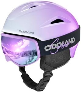 Odoland Ski Helmet,Snowboard Helmet with Ski Goggles for Skiing,Shockproof Windproof Safety EPS Foam Snow Sports Helmet and Protective Goggles for Men Women and Youth,Gradient Purple,S