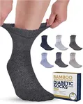 Pembrook Bamboo Viscose Diabetic Socks for Women & Men - 6 Pairs Ankle Socks for Swollen Feet | Neuropathy Socks | Womens Diabetic Socks | Tan, Light Tan, Navy, Light Blue, Grey, Light Grey