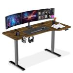 MotionGrey - Height Adjustable L Shaped Standing Desk, 160 x 60 cm, Corner Desk, L Shape Desk, Adjustable Computer Electric Sit Stand Desk - Motorized Black Frame Table Top (Rustic Brown, 63 Inch)