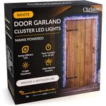 CHRISTOW Christmas Cluster Light Door Garland, White LED Decoration with Timer, 8 Light Modes Flashing & Static, Indoor & Outdoor, Mains Operated, Clear Cable, 5.5m for Standard Front Door