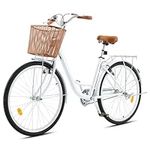 CO-Z Womens Cruiser Bike, 26 Inch Womens Bike with Basket, Beach Cruiser Bike for Short Women with Rear Rack, Adjustable Step Through Bike, Commute Bike Bicycle for Women Ladies Girls Adults, White