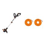 WORX WG163E.9 18V (20V Max) Cordless Grass Trimmer, Strimmers, Line Strimmer Edge Cutter (Tool only – battery & charger sold separately) and WA0004 Replacement Spool and Line for Grass Trimmers Orange