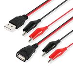 PNGKNYOCN Alligator Clip Jumper Probe to USB Male and Female Test Wre 18AWG Adapter Red and Black Wire Alligator Clip Test Wire 50 cm for Testing The Circuit