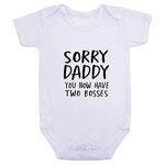 JYHOPE Sorry Daddy You Now Have Two Bosses Snaps Newborn Infant Funny Letter Print Romper(0-3Months,White)