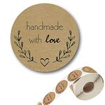 500 PCS Homemade with Love Stickers, 1" Round Natural Kraft in Roll for Homemade Sealing Labels for Gift Wrapping Christmas Holiday Party