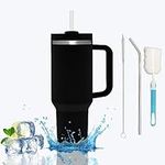 devesanter Tumbler Cup with Straw,Lid and Handle, 40oz/1200ml Stainless Steel Double Wall Vacuum Insulated Coffee Mug for Hot and Cold Coffee with Handle,High Capacity Travel Mug(Black