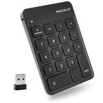 Macally 2.4G Wireless Numeric Keypad Keyboard for Laptop, Apple Mac iMac MacBook Pro/Air, Windows PC, or Desktop Computer with USB Receiver & Rechargeable 18 Key Slim Number Pad - Black