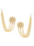 Karatcart Gold Plated Pearl Chain Kundan Kaanchain Earringsfor Women