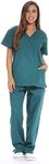 Just Love Women's Scrub Sets Six Pocket Medical Scrubs (V-Neck with Cargo Pant), Dark Green, Medium