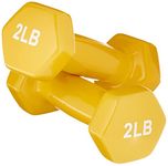 Amazon Basics Vinyl Hexagon Workout Dumbbell Hand Weight, 2-Pound, Yellow - Set of 2