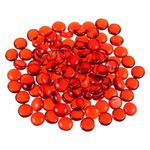 sourcing map Fire Glass Beads for Fire Pit, Flat Marble Beads, Glass Pebbles, Vase Fillers Beads for Aquarium Succulent Pot Garden Decoration 17-19mm(2/3"-3/4"),500g/1.1lbs Red