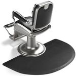 Salon Chair Mat for Barber Shop Anti-Fatigue Floor Mat 3'x5' Salon Floor Mat - Black Semi Circle Salon Mat for Hair Stylist - 1/2" Thick Salon Standing Mat