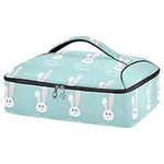 Easter Rabbit Blue Background Casserole Carrier For Hot or Cold Food, Insulated Casserole Dish Carrier Bag with Lid, Food Carrier For Travel Party Picnic Tote Bag