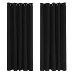 Deconovo Super Soft Window Treatment Thermal Insulated Room Darkening Eyelet Blackout Curtains for Children 66 x 72 Drop Inch Black 2 Panels