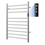 QAOYEDE Towel Warmer Racks for Bathroom, Heated Towel Racks with Timer & Temperature Multi-Level Adjustable, Plug-in Wall Mounted 10 Bars Towel Warmer Brushed Nickel