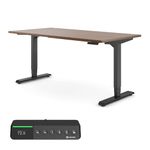 Ergotopia® Desktopia Pro X Electric Height-Adjustable Desk, Ergonomic Bar Table with 9 Storage Spaces (Walnut, Black Frame, 180 x 80 cm)