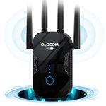 QLOCOM 2024 Newest WiFi Booster Range Extender 1200Mbps WiFi Extender Booster Dual Band 5GHz & 2.4GHz Wireless Internet Booster/Hotspot with 2800 SQ,FT Coverage, Broadband Extender, UK Plug