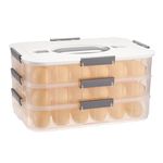 OGANAZI 3PCS Egg Holder Boxes with Lids&Handles, Egg Baskets for Refrigerator for 54 Eggs, Egg Storage Container for Thanksgiving Party Home Kitchen Supplies, 31.5 * 21 * 16cm, White