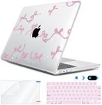 HOHAIYOO Compatible with MacBook Air 13.6 inch Case 2024 2023 2022 Release M3 A3113 M2 A2681 with Touch ID, Plastic Hard Shell Case&Keyboard Cover&Screen Protector&Webcam Cover, Bows