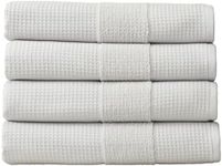 Aire & Raine 100% Cotton Waffle Bath Towel Set - 4 Pack | Lightweight Waffle Towels for Bathroom Reversible to Soft Classic Terry | 4 Pack Waffle Weave Bath Towels | 4 Pack - Light Grey