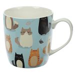 Puckator Feline Fine Cat Porcelain Tea Coffee Mug - Funny Home Accessories - Cute Gifts for Girlfriend - Large Mugs for Men Women Hot Drinks - Cute Cups Presents - Secret Santa Gift - Cup Set