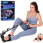 CERBONNY Calf Stretcher & Stretching Strap with Arch Support Bands, Nonelastic Leg Stretch Strap for Achilles Tendonitis, Foot Stretcher for Plantar Fasciitis,Pilates,Dance and Yoga (Black)